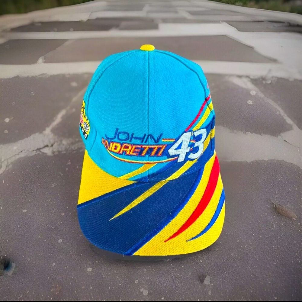 Vintage John Andretti #43 Cheerios Multi Color Racing Adjustable Hat NASCAR